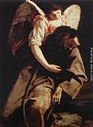 Angel Canvas Paintings - St Francis and the Angel